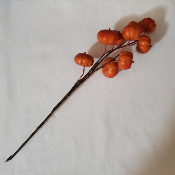 11” Orange Pumpkin Stems / Branches – Set of (3); (9) Pumpkins Per Branch - Picture 5 of 10